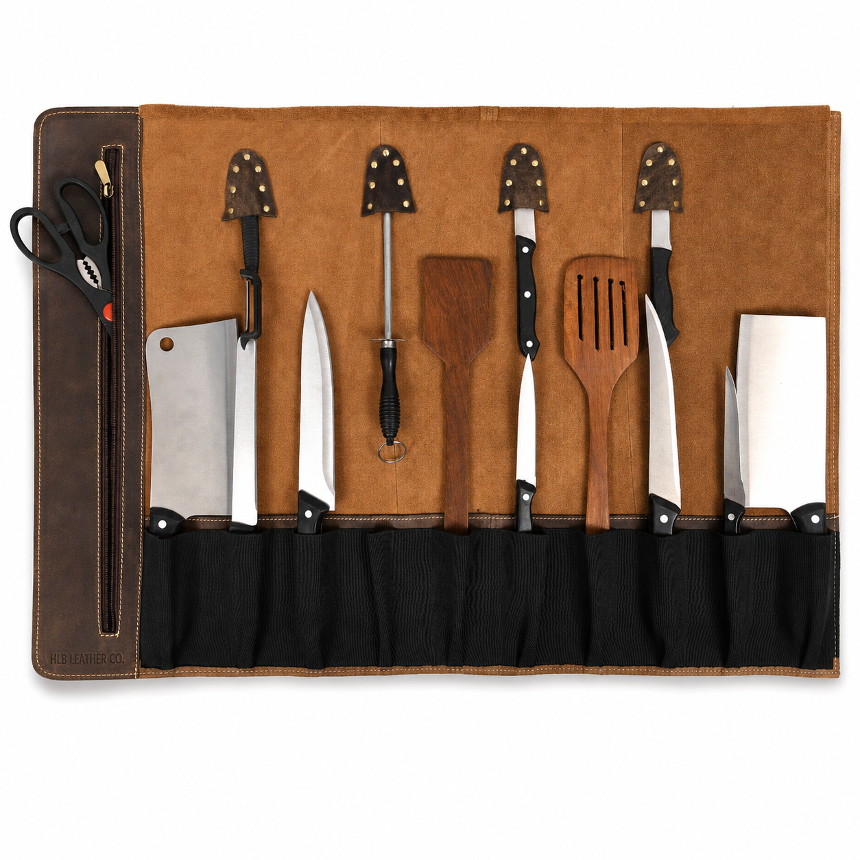Cedar Full Grain Leather Knife Roll | Premium Chef Knife Storage Bag