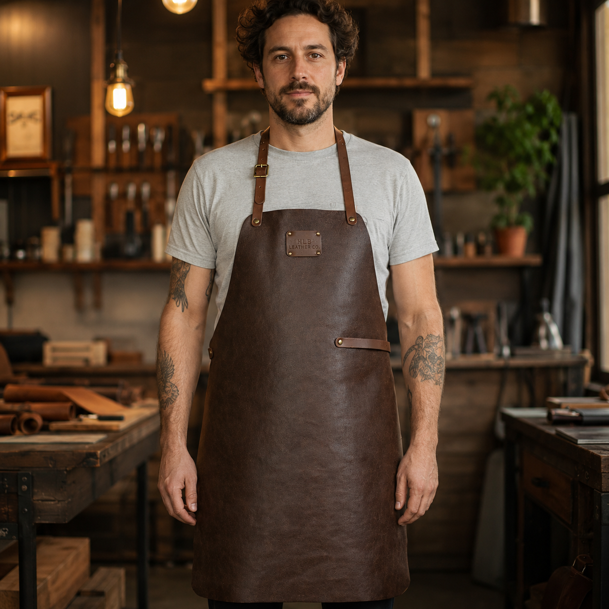 Rustic Genuine Leather Work Apron