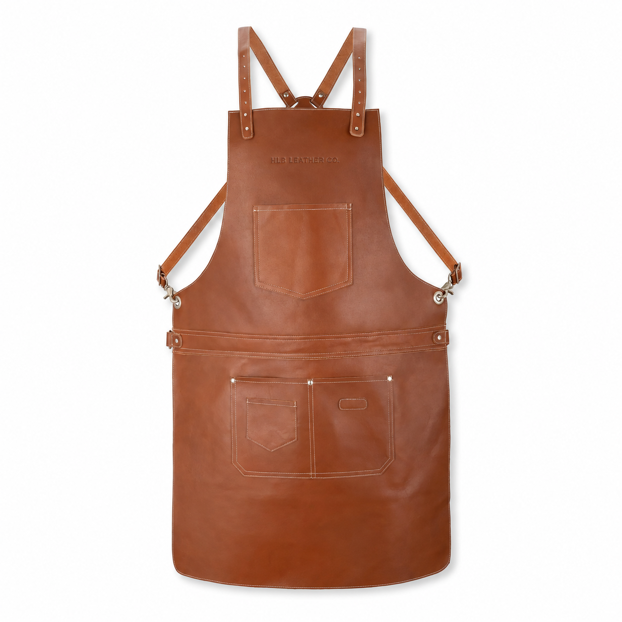 Tan Brown Full-Grain Leather Crossbody Work Apron