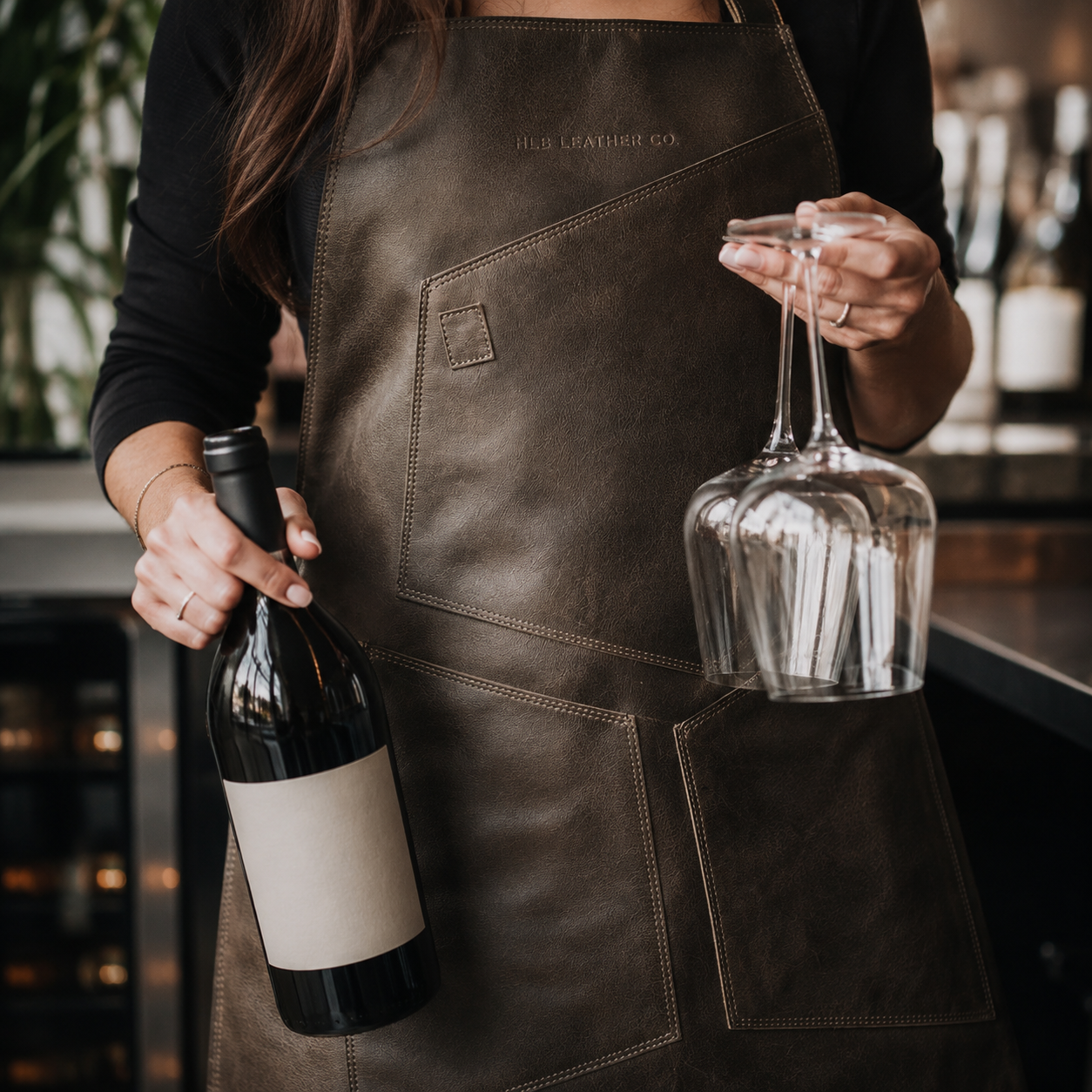 Full-Grain Leather BBQ Apron & Grilling Gloves Set