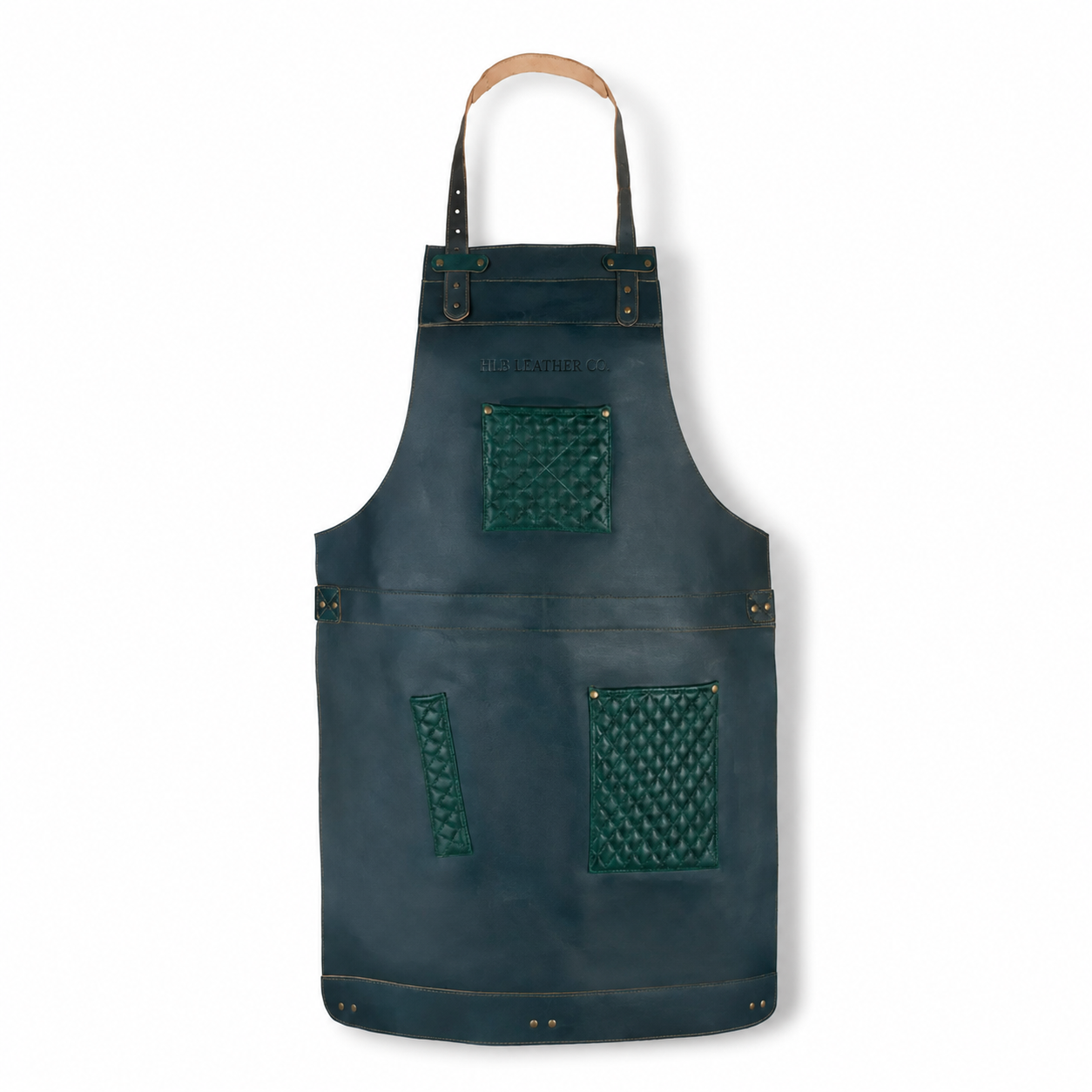 Full-Grain Leather Work Apron with Hand-Stitched Pockets