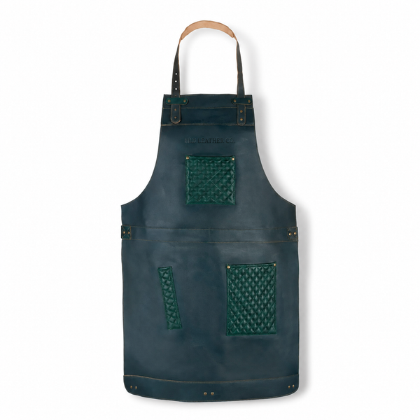 Full-Grain Leather Work Apron with Hand-Stitched Pockets