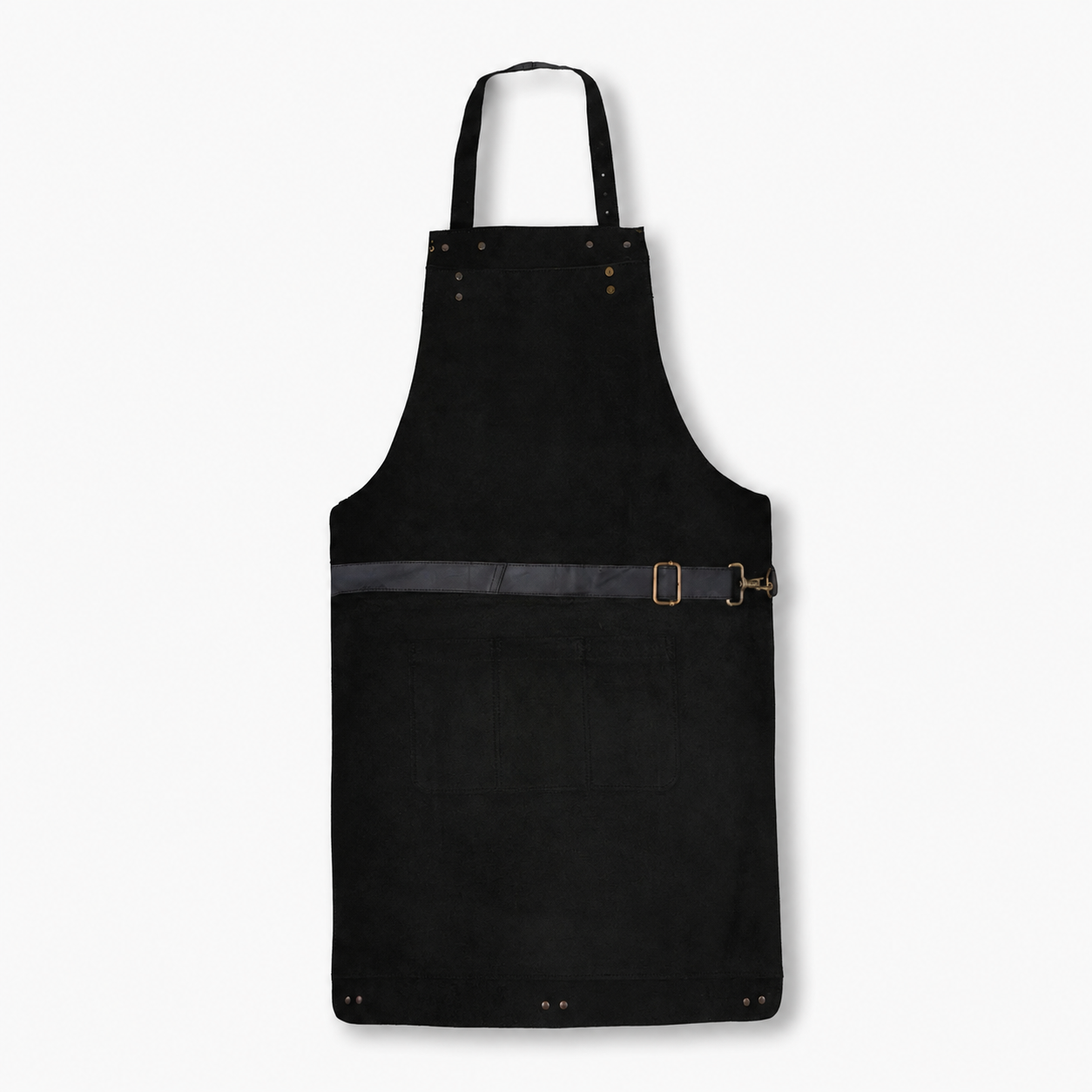 Full-Grain Leather Work Apron with Hand-Stitched Pockets
