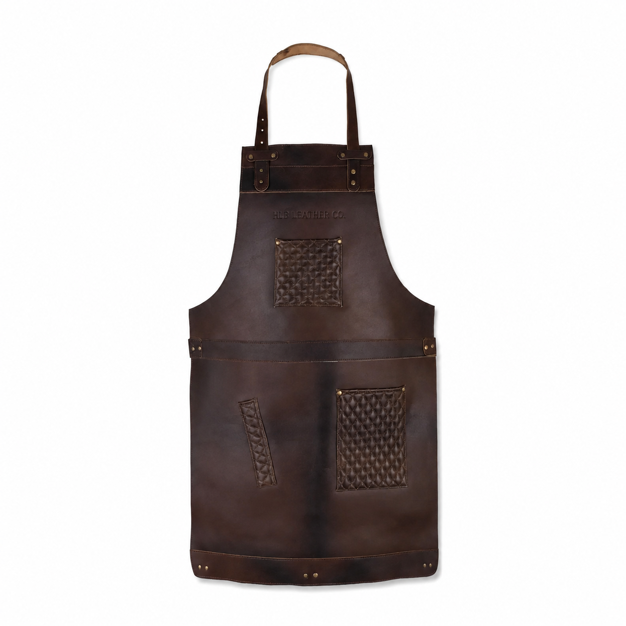 Full-Grain Leather Work Apron with Hand-Stitched Pockets