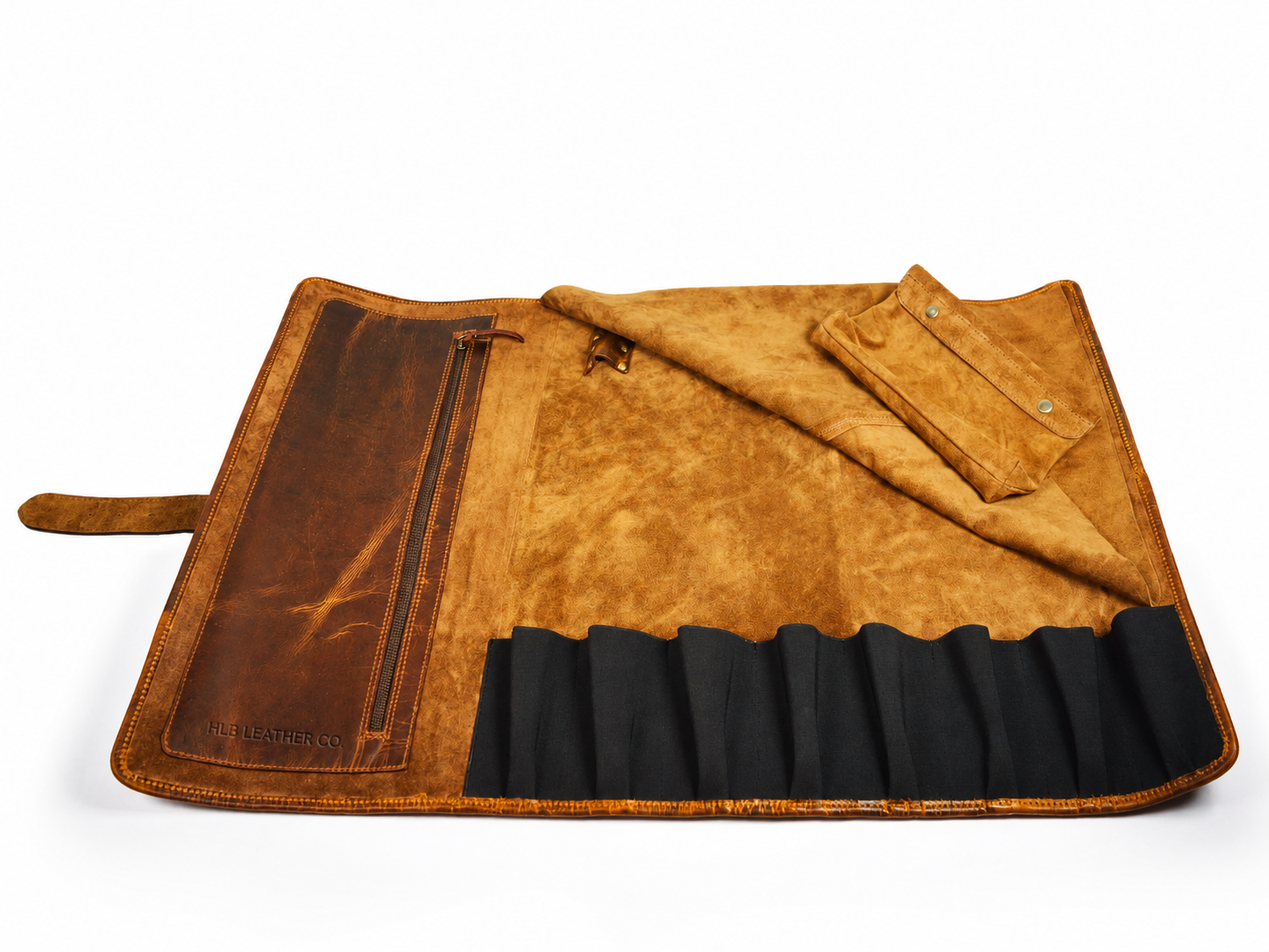 Premium Buffalo Leather Chef Knife Roll & Carrying Case Combo – 13 Slots