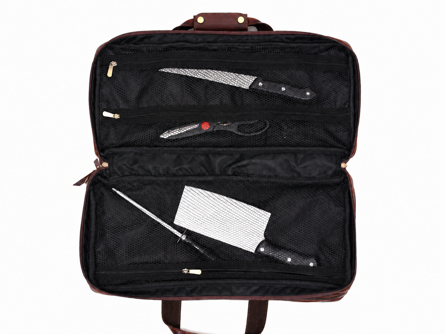 Full-Grain Leather Chef Knife Case – Walnut Brown