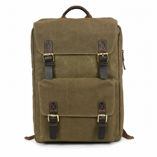 Leather & Waxed Canvas Chef Knife Backpack – Olive Green
