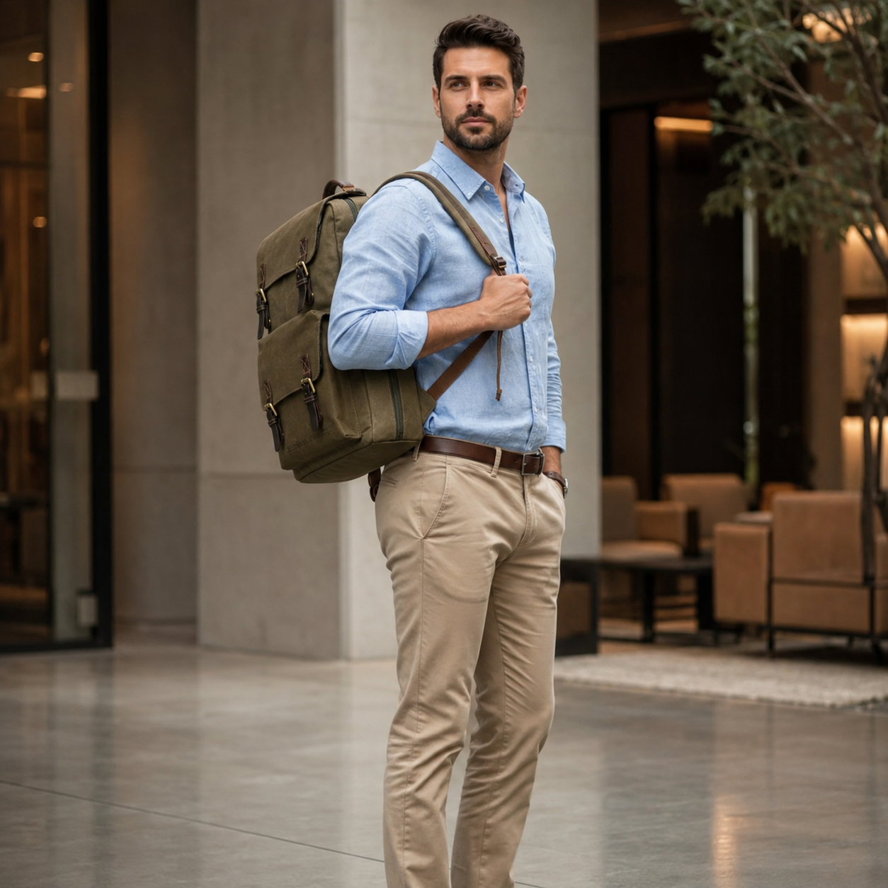 Leather & Waxed Canvas Chef Knife Backpack – Olive Green