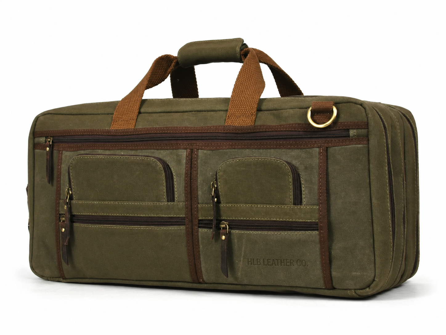 Waxed Canvas Chef Knife Case with Leather Trim – Olive Green