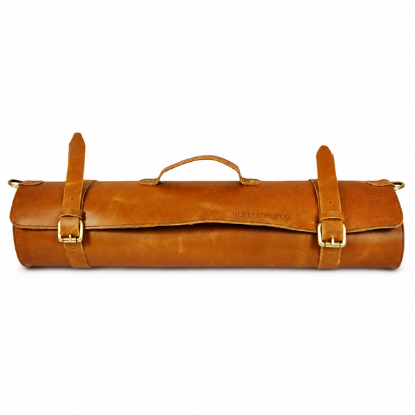 Premium Buffalo Leather Chef Knife Roll – Caramel Brown, 8 Slots