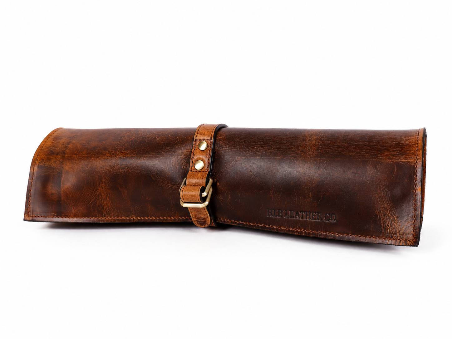 Premium Buffalo Leather Chef Knife Roll – Caramel Brown, 6 Slots