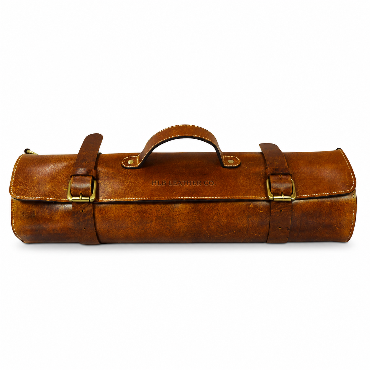 Genuine Leather Chef Knife Roll – Caramel Brown, 14 Slots