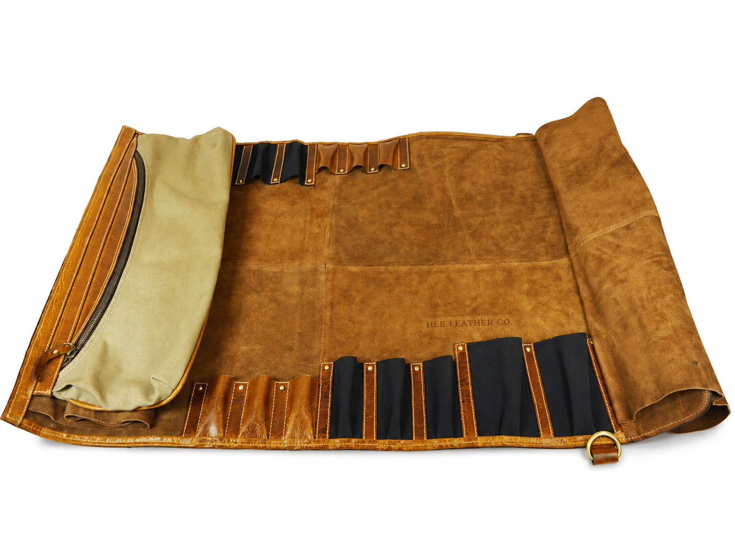 Genuine Leather Chef Knife Roll – Caramel Brown, 14 Slots
