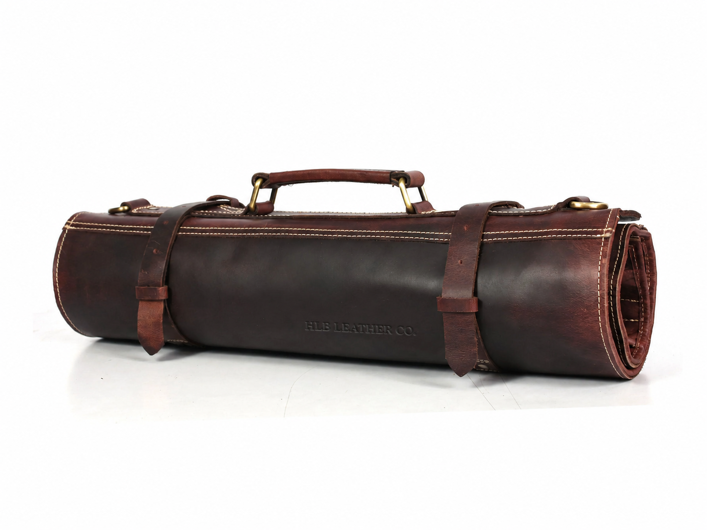 Genuine Leather Chef Knife Roll – Walnut Brown, 10 Slots