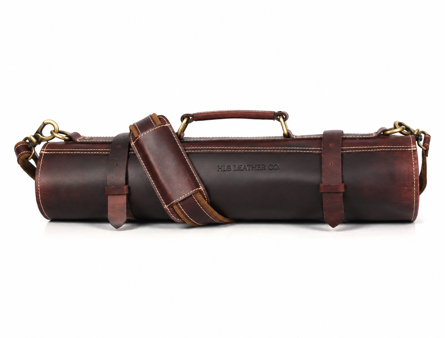 Genuine Leather Chef Knife Roll – Walnut Brown, 10 Slots