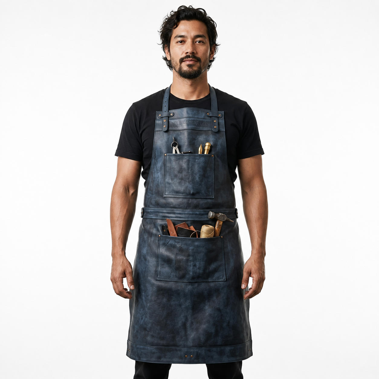 Full-Grain Cowhide Leather Utility Apron with Distressed Finish