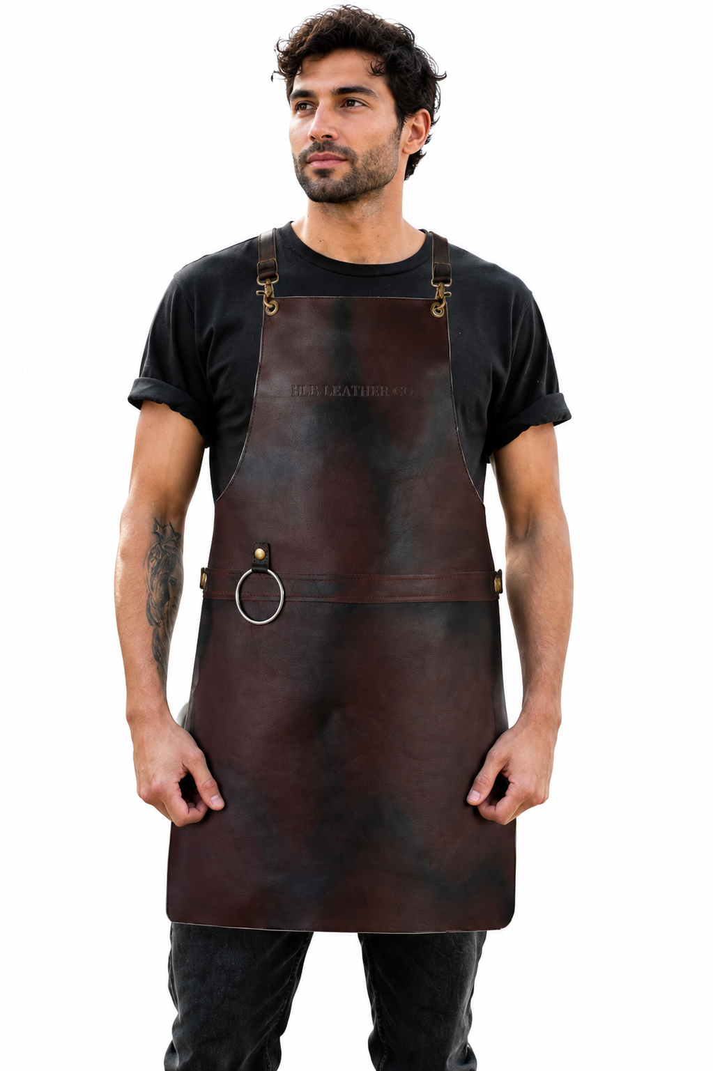 Pocket-Free Full-Grain Cowhide Leather Apron – Distressed Finish