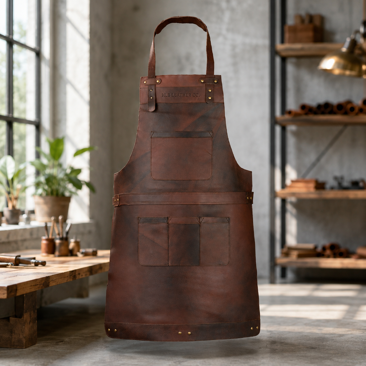 Distressed Full-Grain Cowhide Leather Apron – 1.3–1.5mm Thick