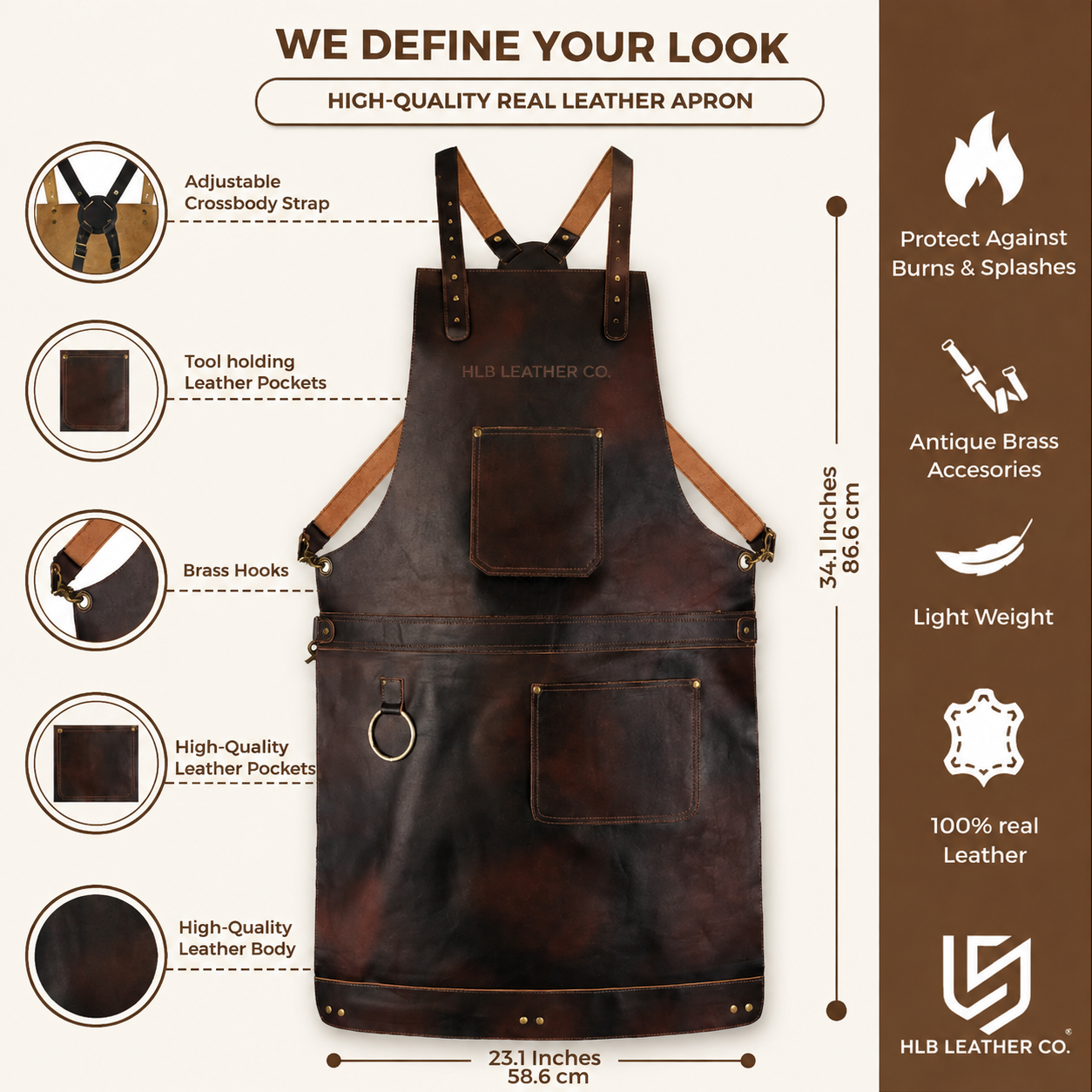 Full-Grain Cowhide Crossbody Leather Apron
