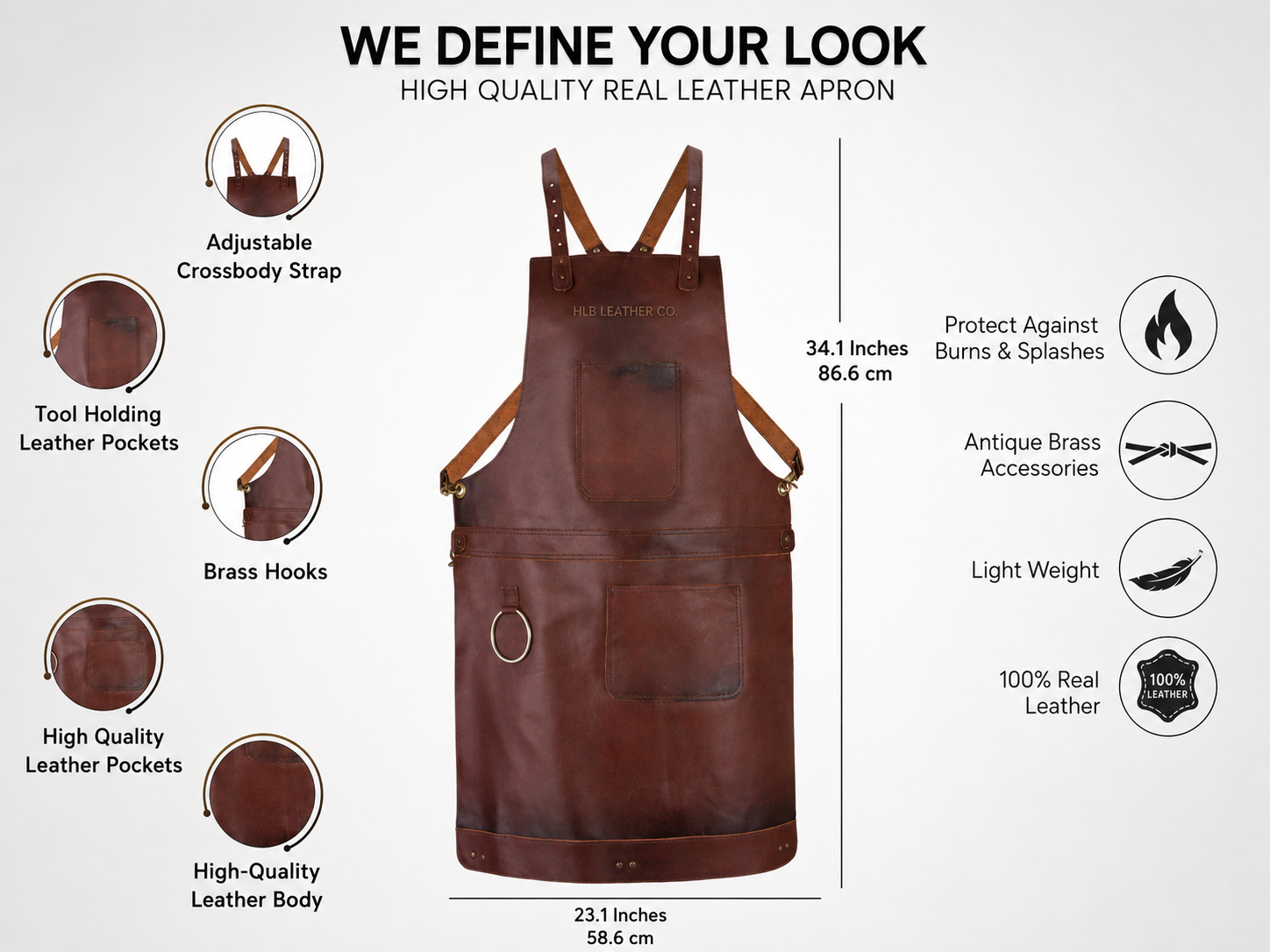 Full-Grain Cowhide Crossbody Leather Apron