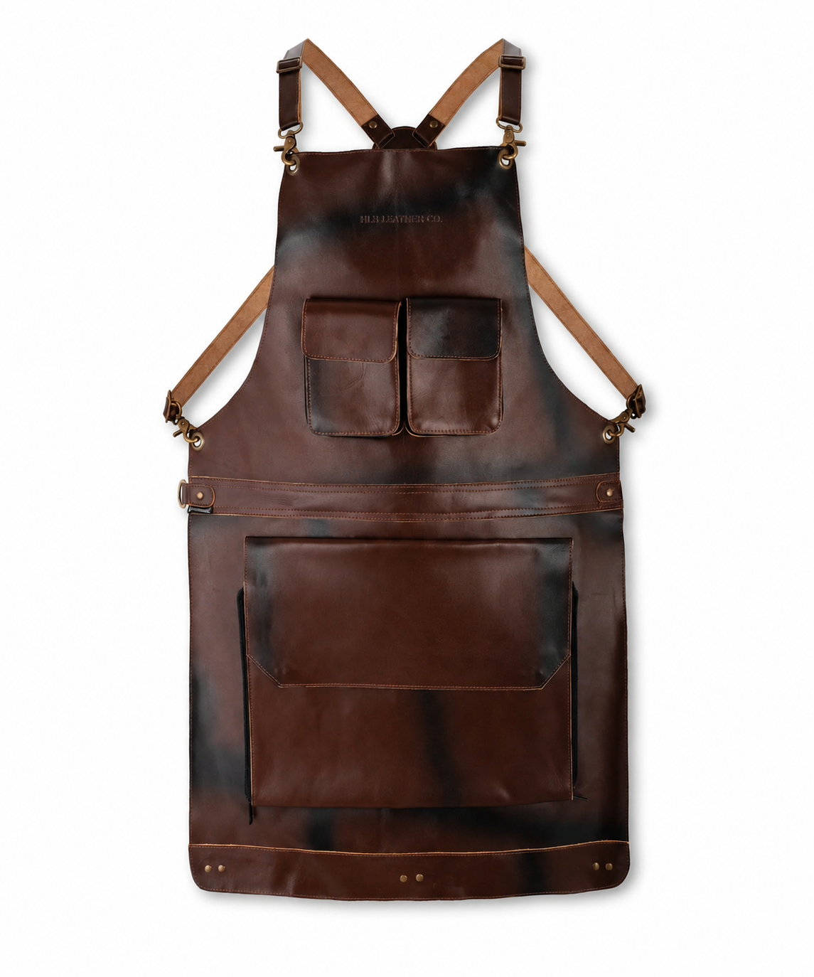 Distressed Dark Brown Cowhide Leather Utility Apron