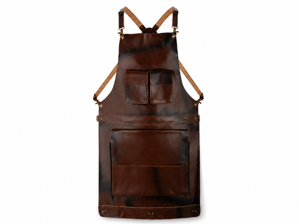 Distressed Dark Brown Cowhide Leather Utility Apron