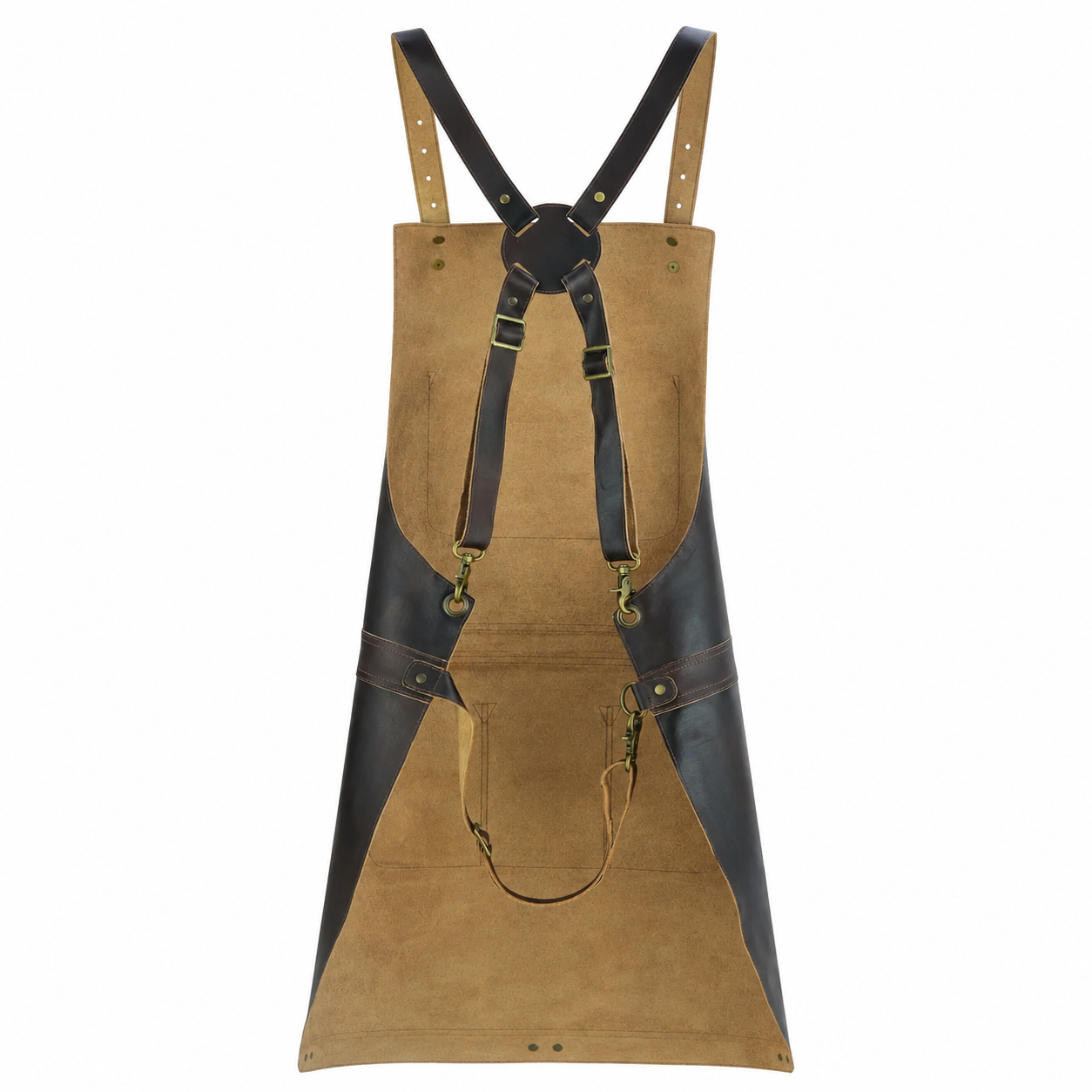Hand-Studded Full-Grain Leather Apron for BBQ, Bar & Workshop
