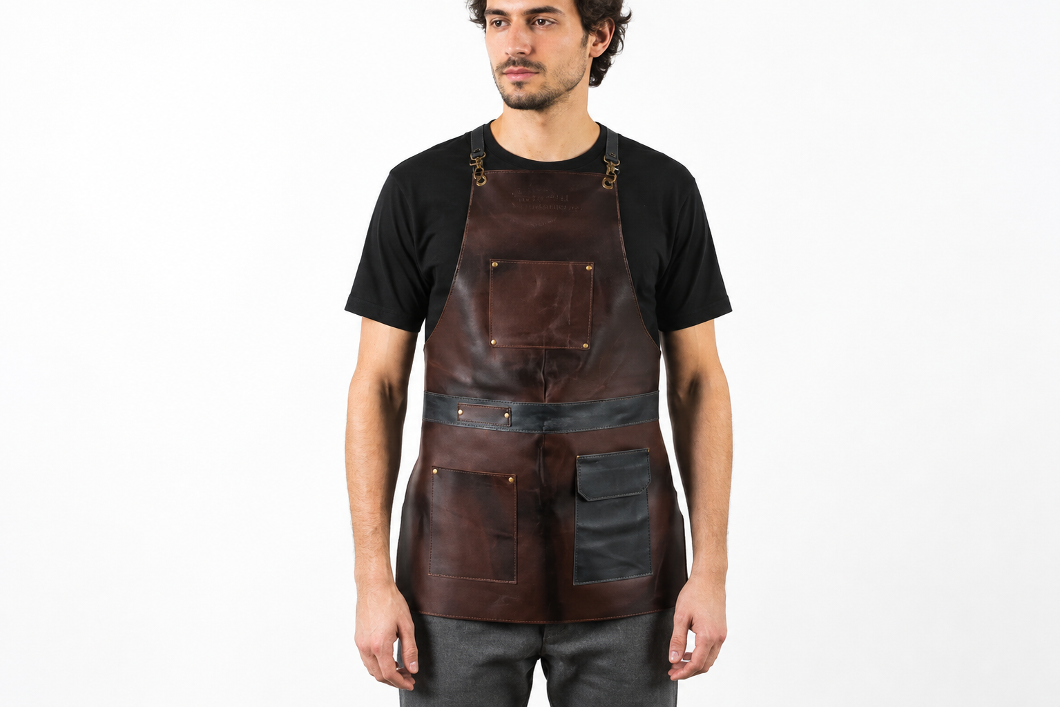 Distressed Full-Grain Cowhide Crossbody Apron – Shirt Style