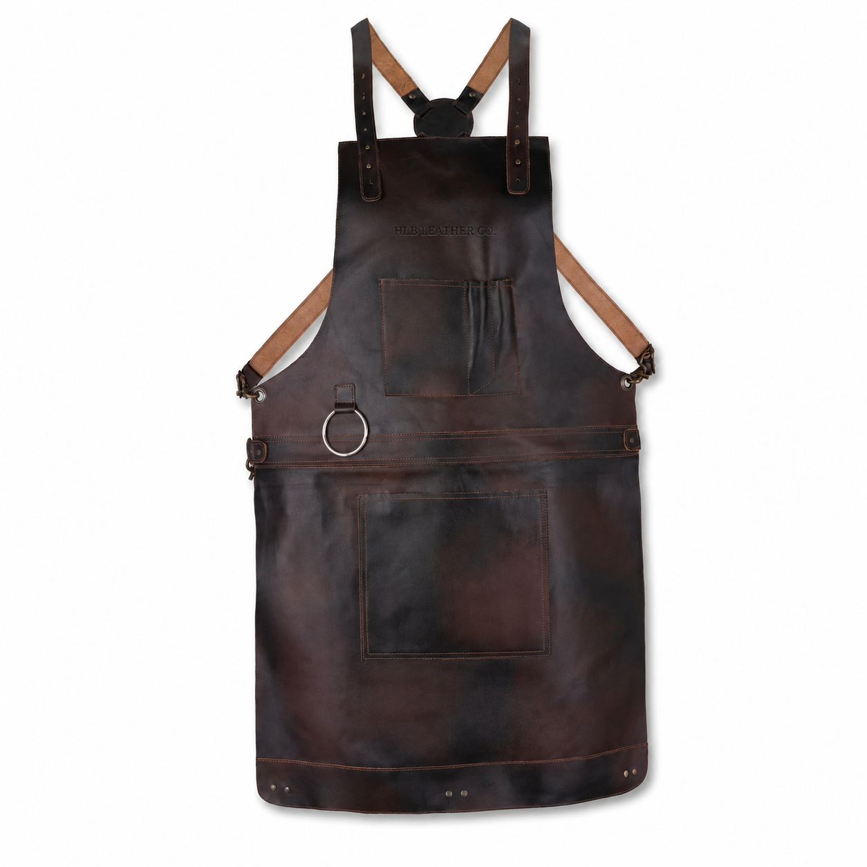 Distressed Full-Grain Cowhide Crossbody Apron – Dark Brown