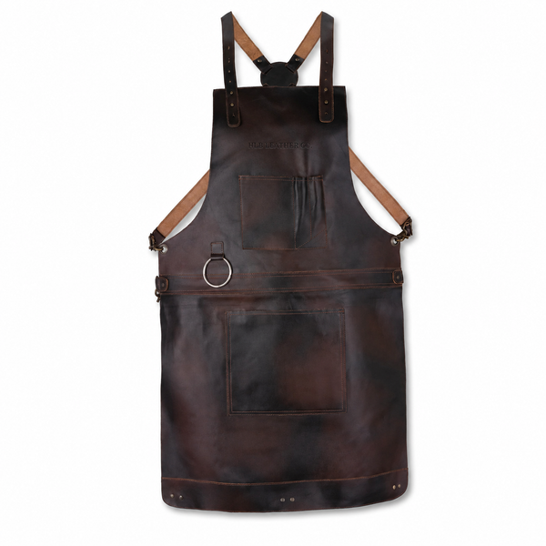 Distressed Full-Grain Cowhide Crossbody Apron – Dark Brown