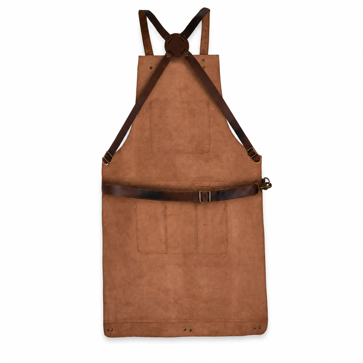 Distressed Full-Grain Cowhide Crossbody Apron – Dark Brown