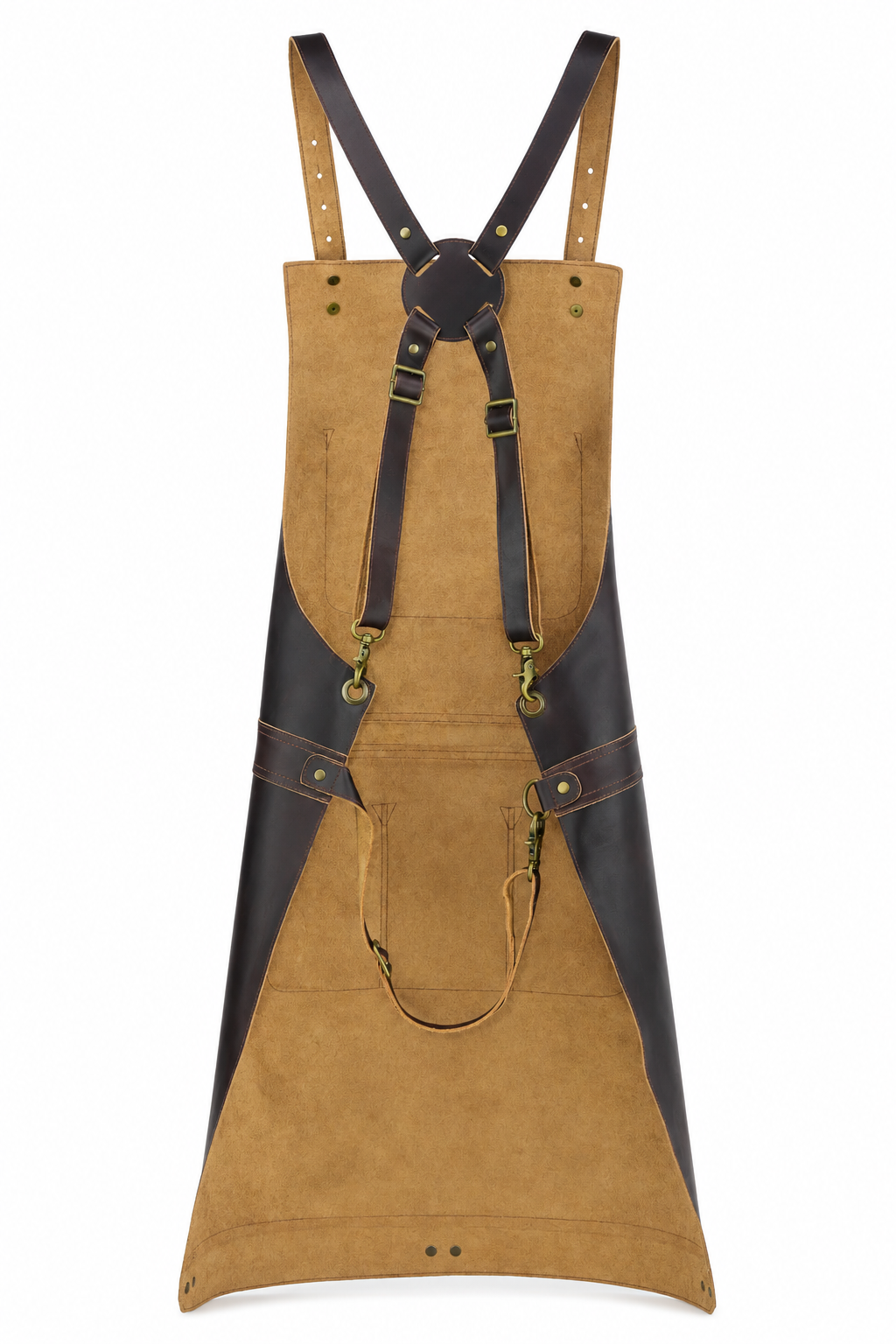 Distressed Full-Grain Cowhide Crossbody Apron – Dark Brown