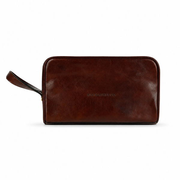 Full-Grain Italian Leather Dopp Kit – Dual Compartment Travel Toiletry Bag