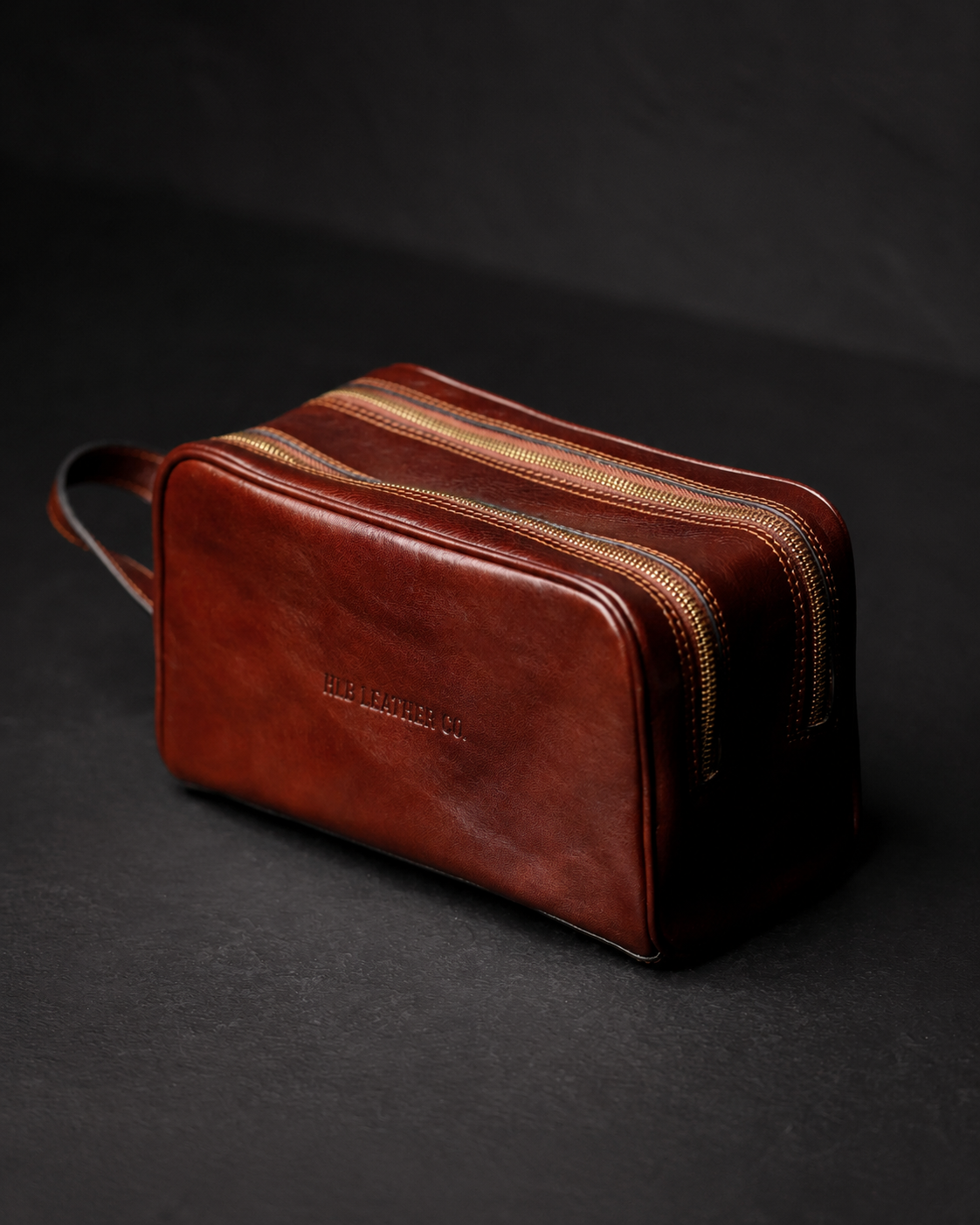 Full-Grain Italian Leather Dopp Kit – Dual Compartment Travel Toiletry Bag
