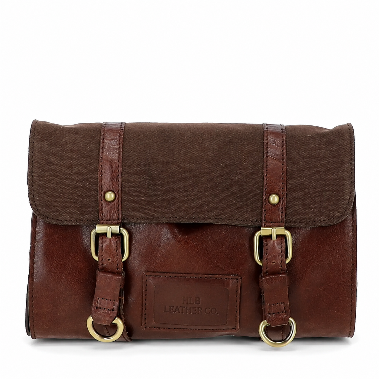 Tan Leather & Canvas Hanging Toiletry Bag – Detachable Travel Wash Organizer