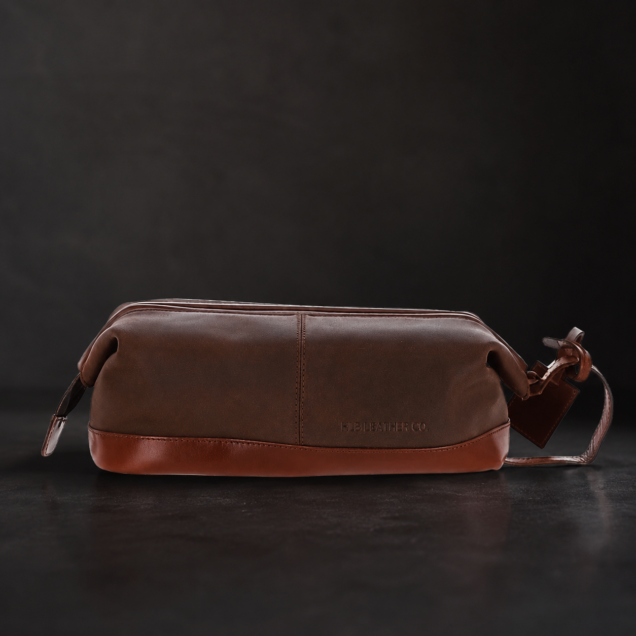 Brown & Brandy Oily Leather Wash Bag – Genuine Cow Leather Travel Toiletry Case