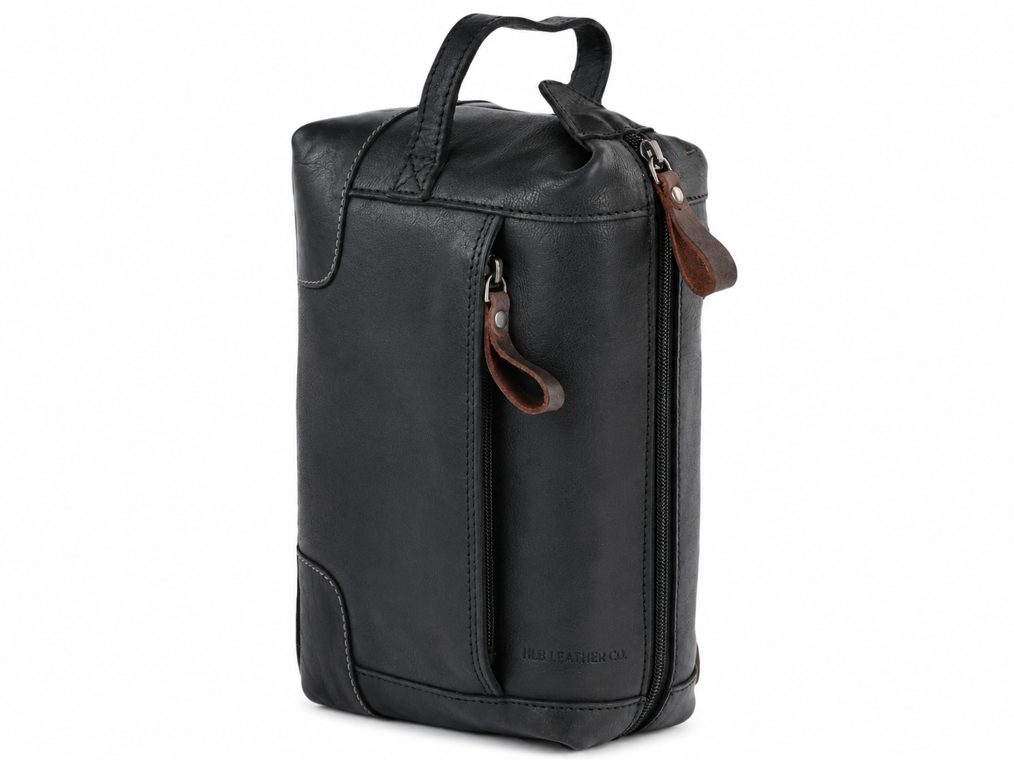 Black Full-Grain Leather Wash Bag – Heritage Travel Toiletry Organizer