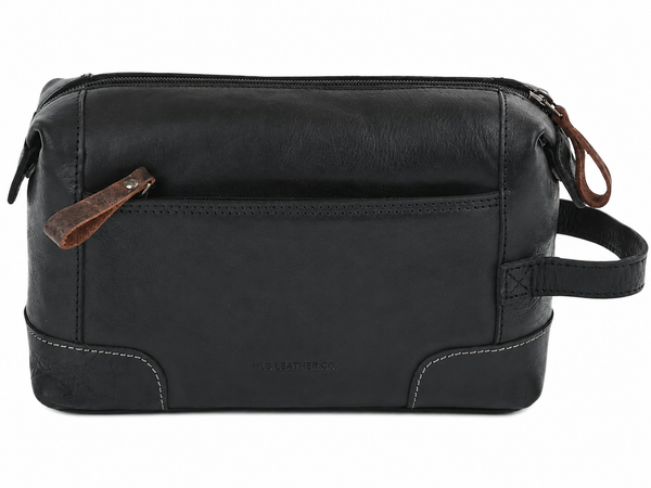 Black Full-Grain Leather Wash Bag – Heritage Travel Toiletry Organizer