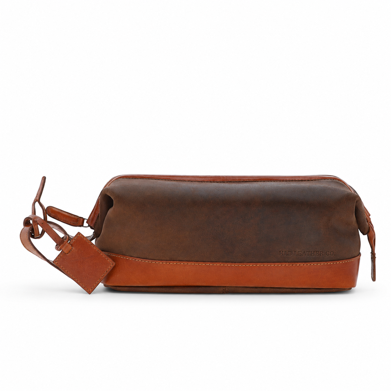 Brown & Tan Oily Leather Wash Bag – Genuine Cow Leather Travel Toiletry Case
