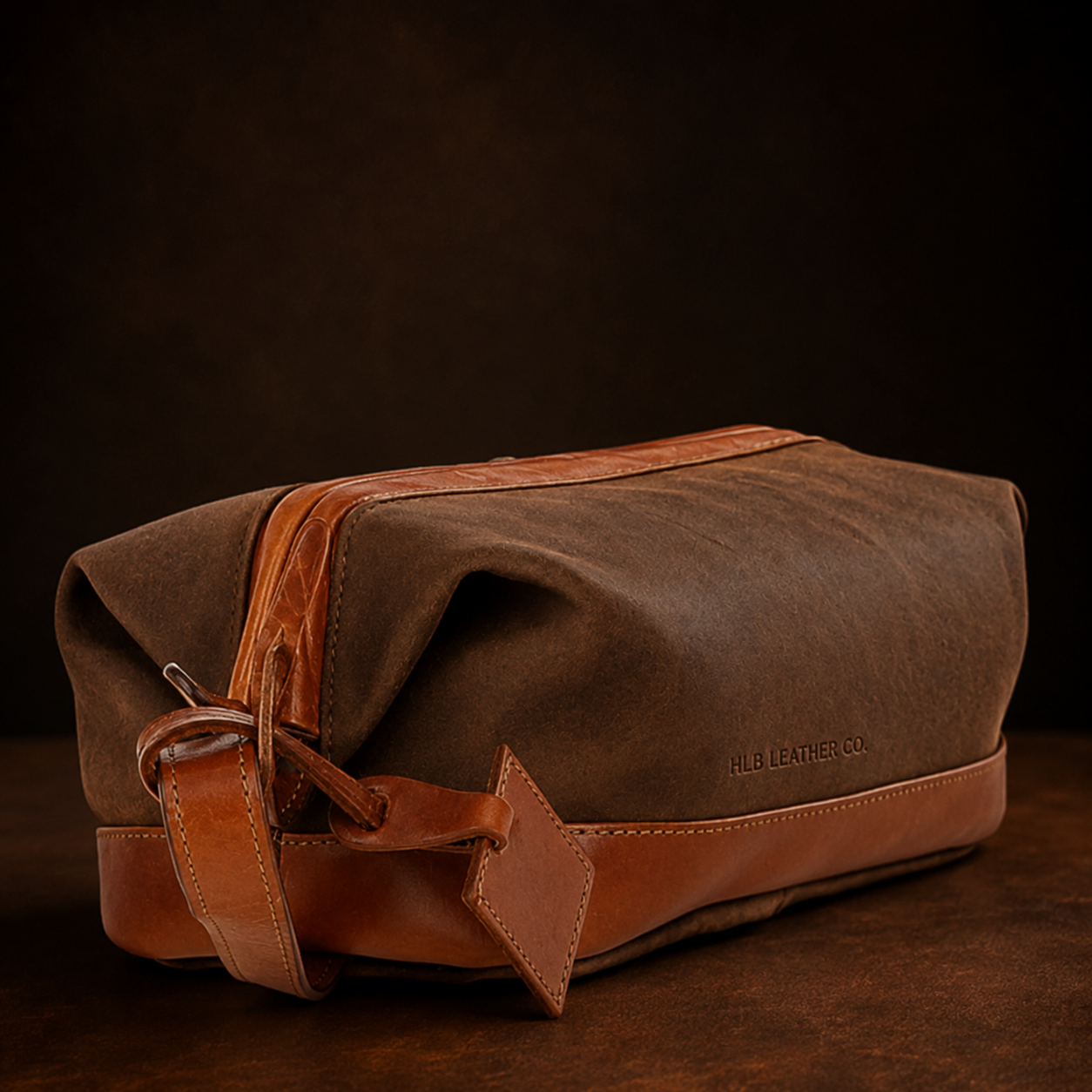 Brown & Tan Oily Leather Wash Bag – Genuine Cow Leather Travel Toiletry Case