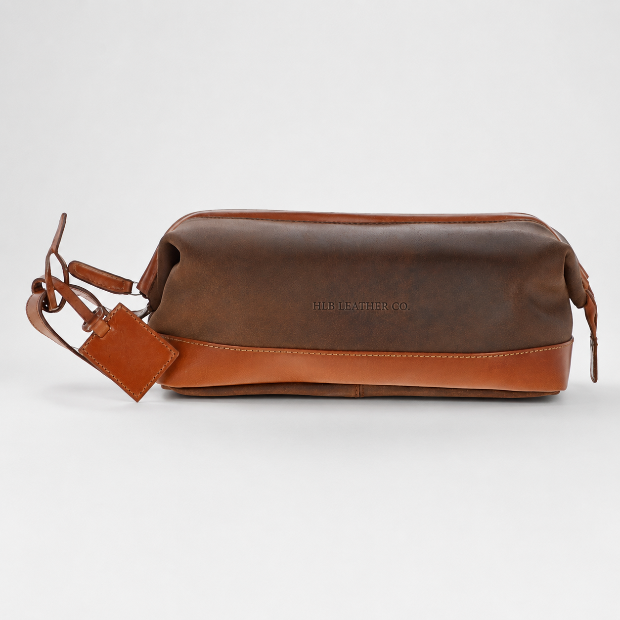 Brown & Tan Oily Leather Wash Bag – Genuine Cow Leather Travel Toiletry Case