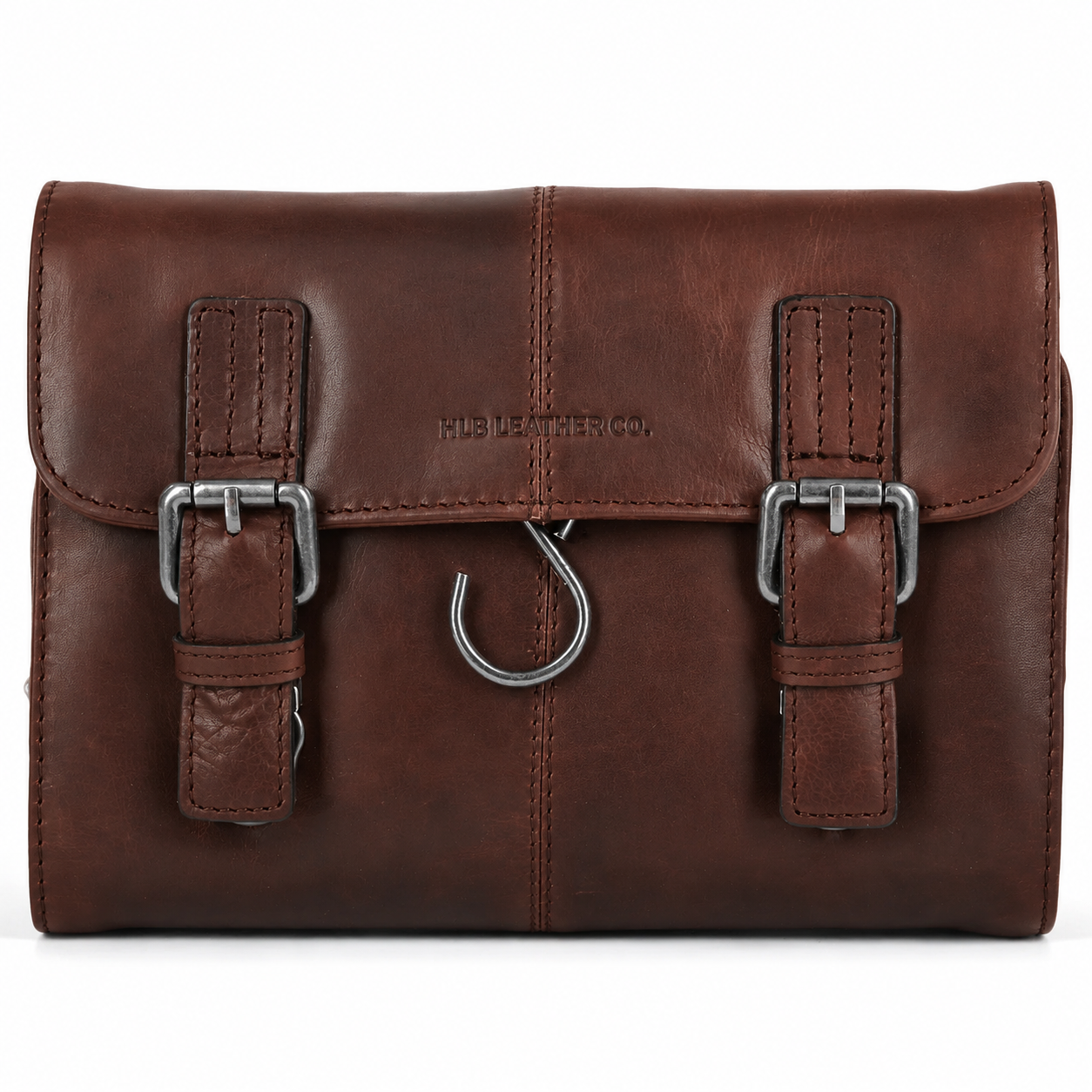 Tan Hanging Leather Toiletry Bag – Handmade Detachable Travel Wash Organizer