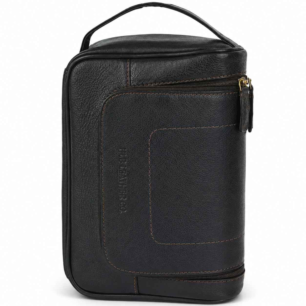 Brown Hanging Leather Wash Bag – Classic Full-Grain Travel Toiletry Organizer