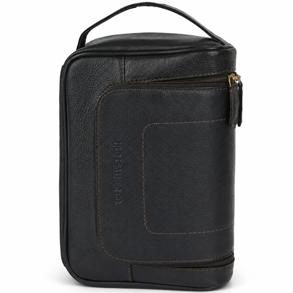 Brown Hanging Leather Wash Bag – Classic Full-Grain Travel Toiletry Organizer