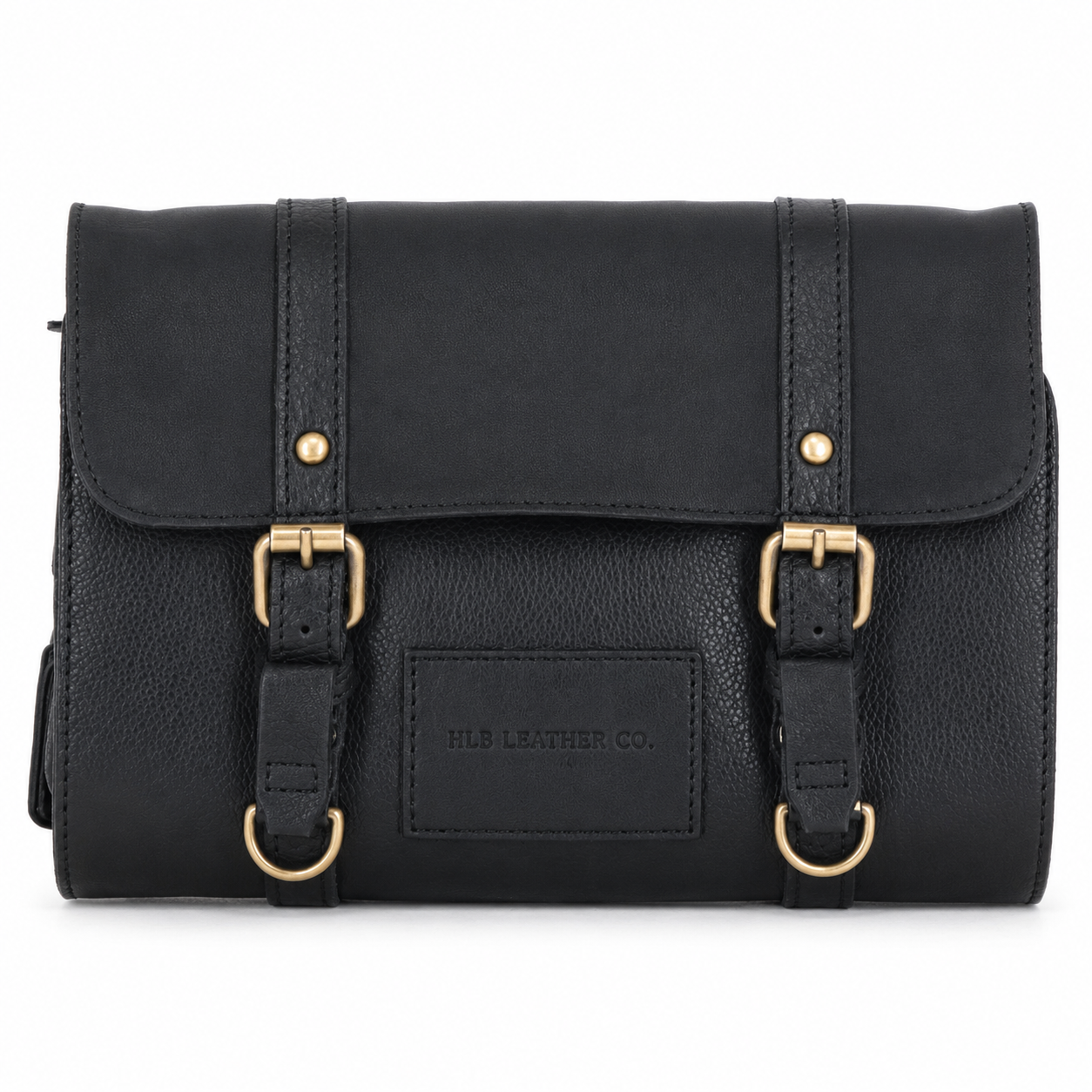 Black Leather & Canvas Hanging Toiletry Bag – Detachable Travel Wash Organizer