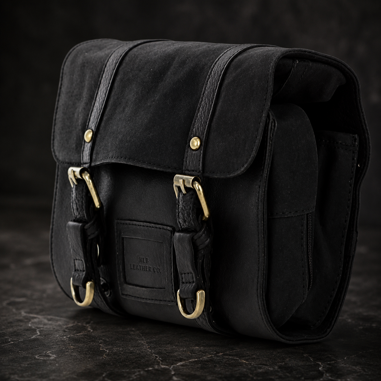 Black Leather & Canvas Hanging Toiletry Bag – Detachable Travel Wash Organizer