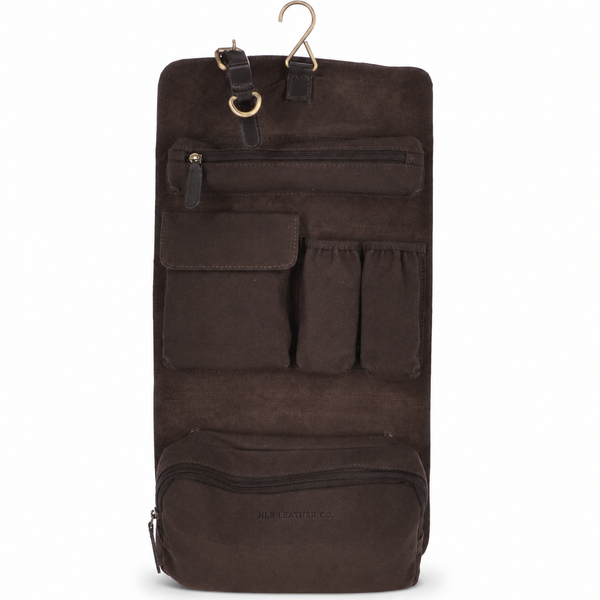 Vintage Brown Oily Leather Hanging Wash Bag – Travel Toiletry Organizer