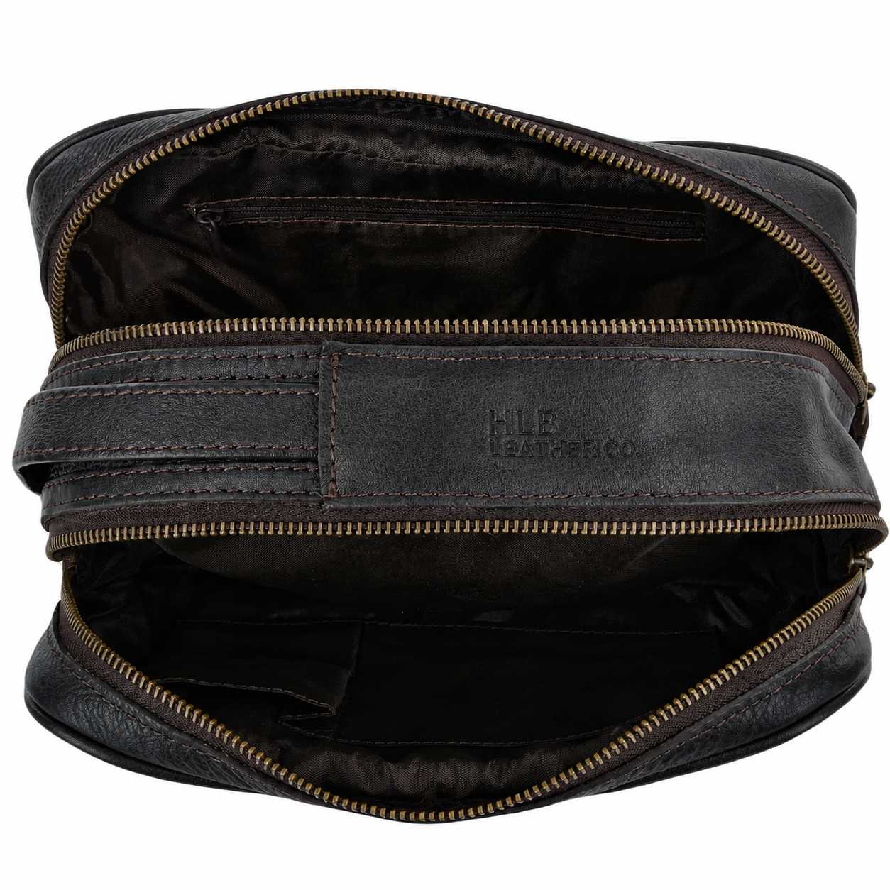 Brown Leather Wash Bag – Classic Dual Compartment Travel Organizer