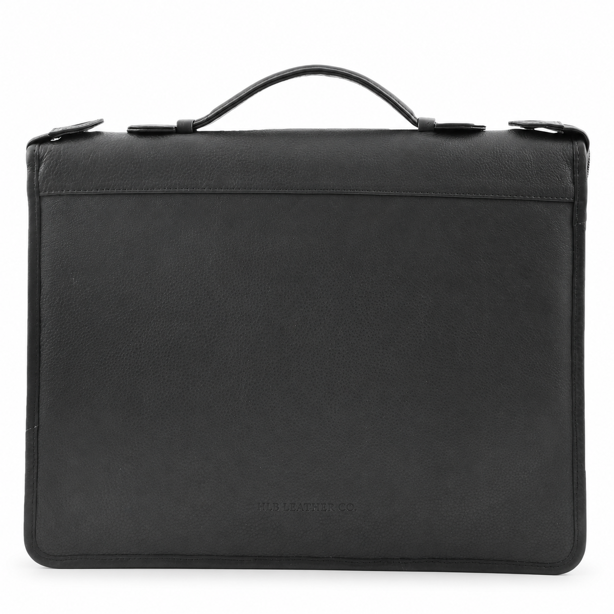 Black Leather Portfolio Case with Carry Handle – A4 Business Organizer