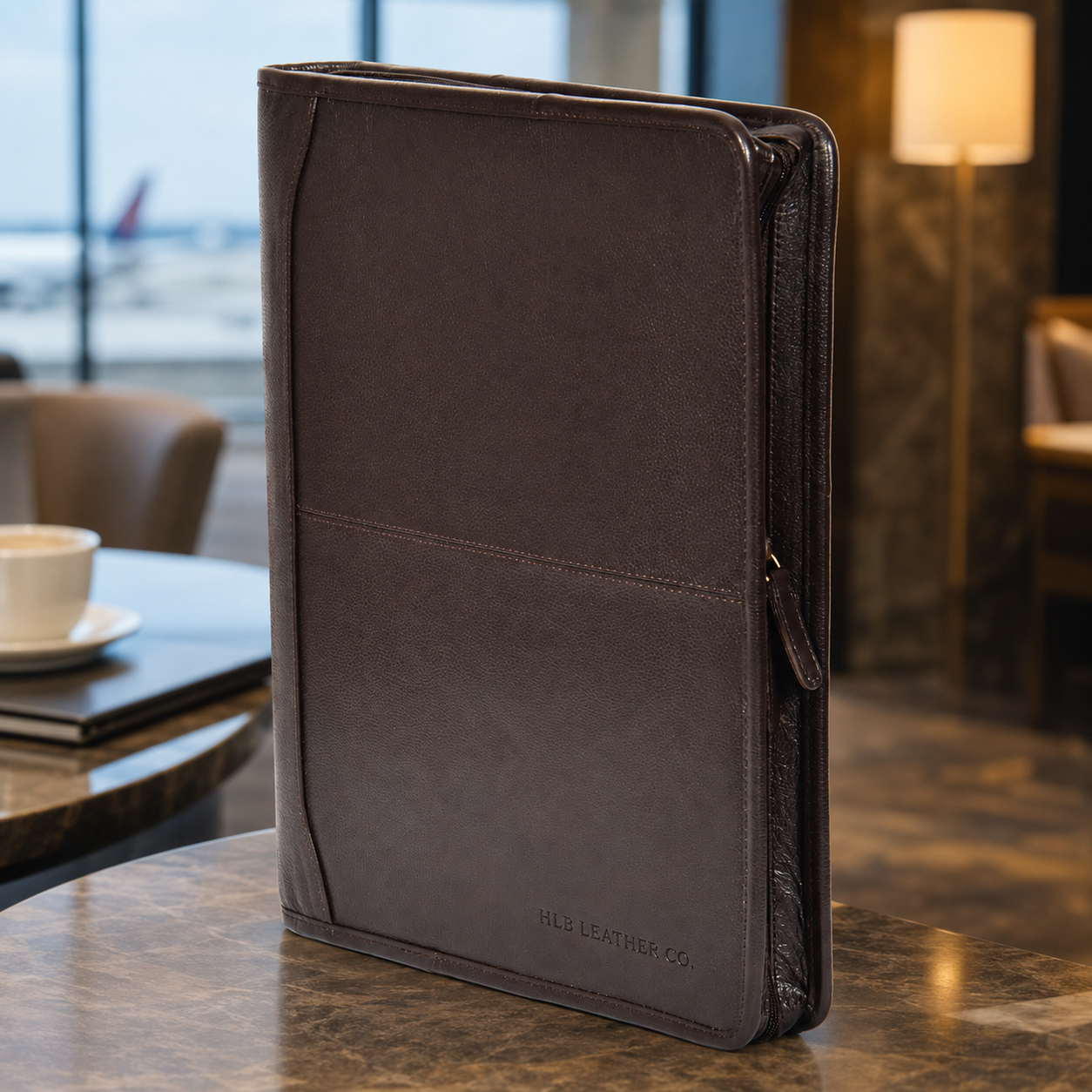 Braga Brown Leather Ring Binder Folio – Professional Conference Organizer